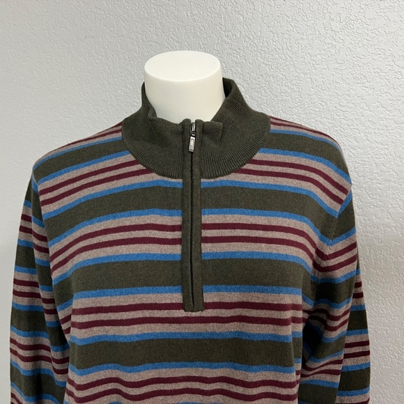 Vintage L.L. Bean Zip Up Cotton/Cashmere Pullover Sweater - Picture 4 of 8